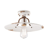 Rusztikus, vidéki stílusú, antikolt felületű mázas kerámiából és fémből készült, kézműves mennyezeti lámpa.